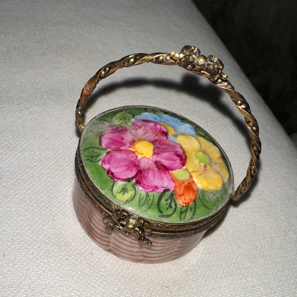 Limoges Floral Hand-Painted Accessory Box